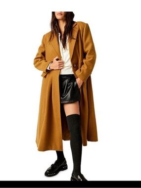 Free People Long Camel Trench Coat